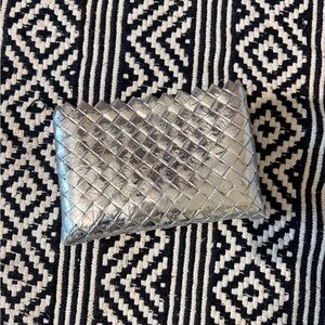 Silver Woven Clutch Bag